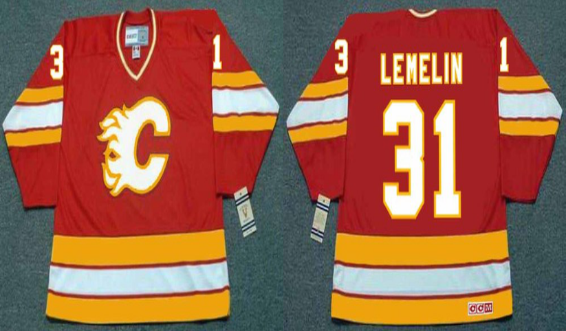 2019 Men Calgary Flames 31 Lemelin red CCM NHL jerseys